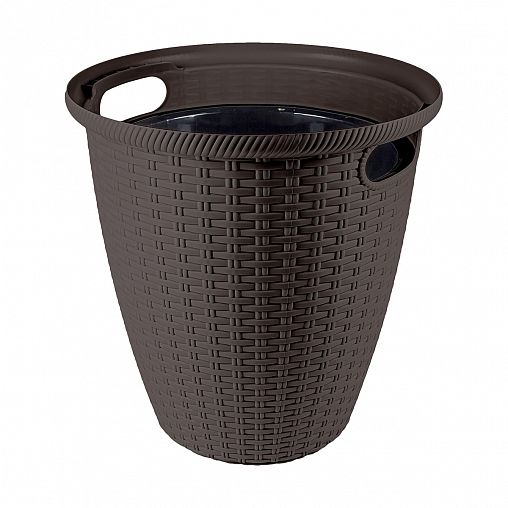 Кашпо напольное InGreen Rattan, с внутренним горшком, 50 л, горький шоколад фото