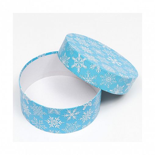 Коробки подарочные круглые Снегопад на голубом, набор 3 шт фото