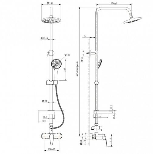 Душевая система с тропическим душем Lemark Linara LM0460C, со смесителем, хром фото