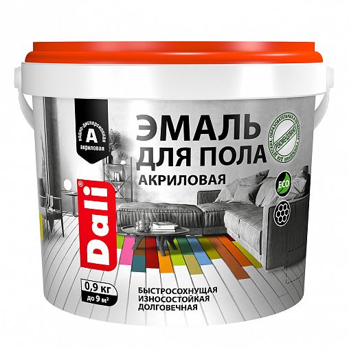 Эмаль для пола Dali, акриловая, полуглянцевая, 0,9 кг, орех фото