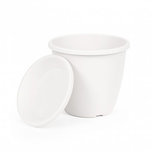 Горшок для цветов Альтернатива Афина, с поддоном, 5,5 л, белый фото