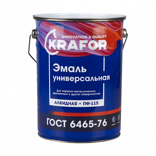 Эмаль ПФ-115 универсальная Krafor, алкидная, глянцевая, 6 кг, зеленое яблоко фото
