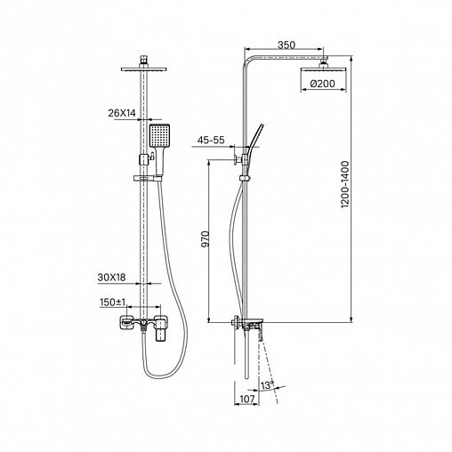Душевая система с тропическим душем IDDIS Bild, хром фото