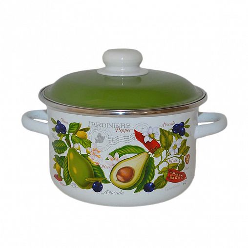 Кастрюля эмалированная СтальЭмаль Авокадо с крышкой, 3 л фото