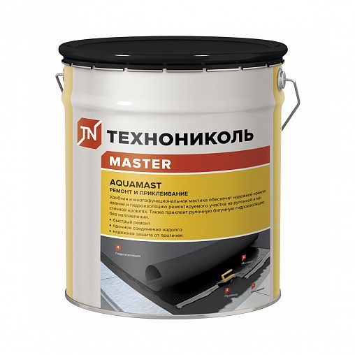 Мастика битумная Технониколь Master Aquamast, ремонт и приклейка, 18 кг, черная фото