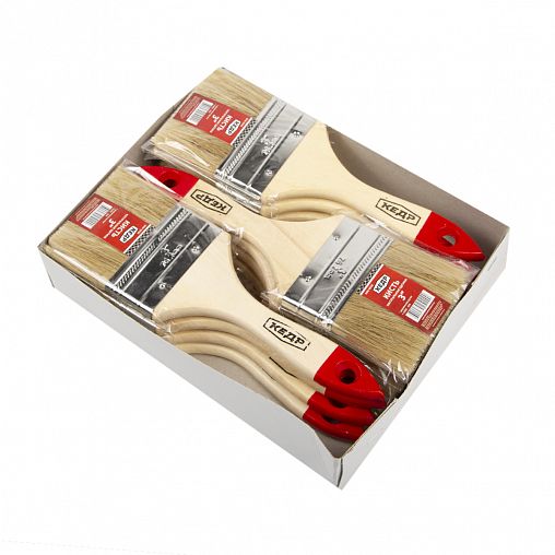 Кисть плоская Кедр №3, натуральная щетина, деревянная ручка, 75 мм фото