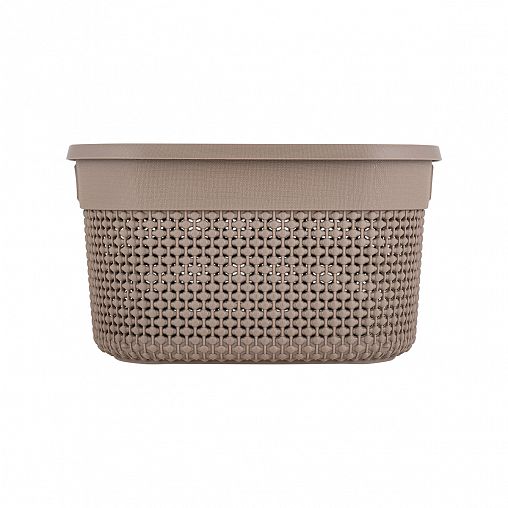 Корзина для хранения Plast Team Oslo, с крышкой, 6 л, шоколадный мокко фото