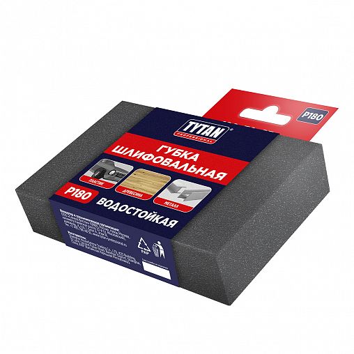 Губка для шлифования Tytan Professional, мягкая, P180, 100 x 70 x 25 мм фото