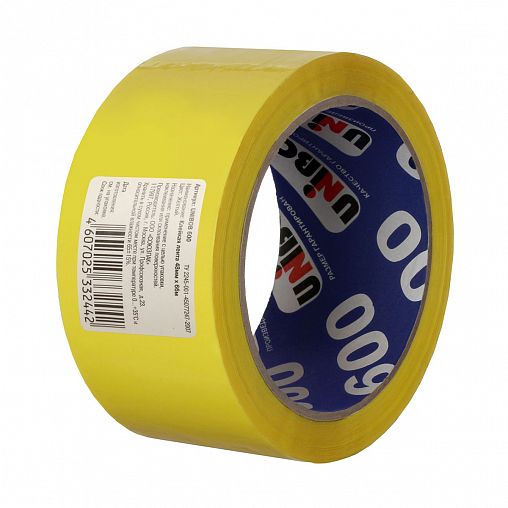 Скотч упаковочный Unibob 600, 48 мм x 66 м, желтый фото
