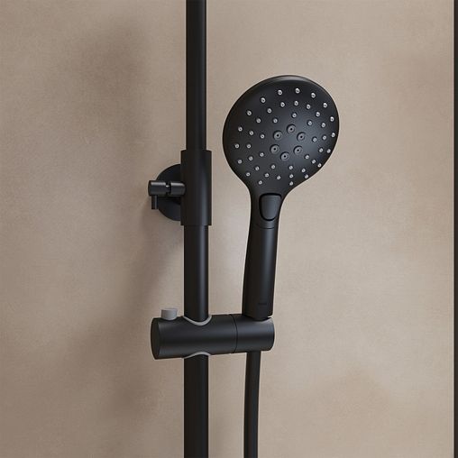 Душевая система с тропическим душем IDDIS Ray, черная матовая фото