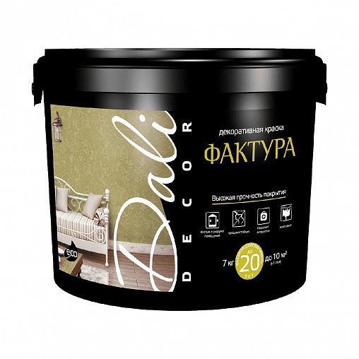 Краска декоративная Dali-Decor Фактура, акриловая, матовая, база A, белая, 7 кг фото
