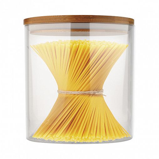 Банка для сыпучих продуктов Mallony Bambu, стеклянная, с крышкой, 0,45 л фото