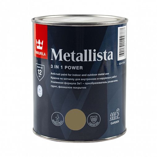 Краска для металла по ржавчине 3в1 Tikkurila Metallista (Металлиста), 0,8 л, золотая фото