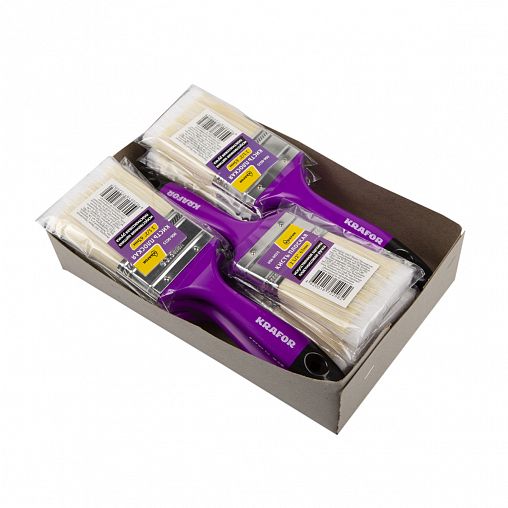 Кисть плоская Krafor №2,5, искусственная щетина, пластиковая ручка, 63 мм фото