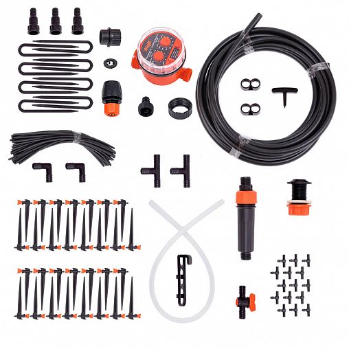 Комплект для капельного полива Жук №8, от емкости, регулируемые капельницы, с таймером, 30 растений фото