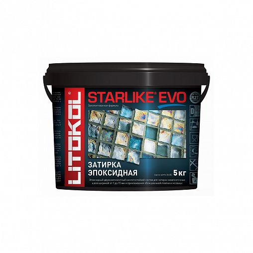 Затирка эпоксидная двухкомпонентная Litokol Starlike Evo S.105, Bianco Titanio, 5 кг фото