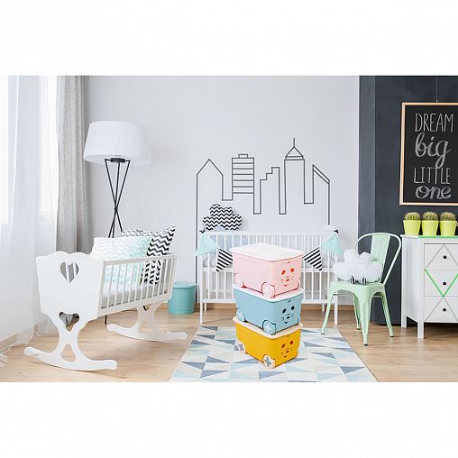 Ящик для игрушек на колесах Lalababy Play with Me, 59 x 38,3 x 33 см, 50 л, солнечный зайчик фото
