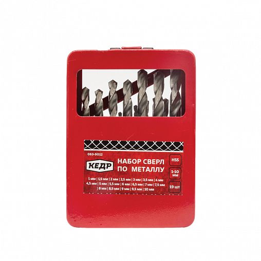 Набор сверл по металлу Кедр, 1 - 10 мм, 19 шт фото