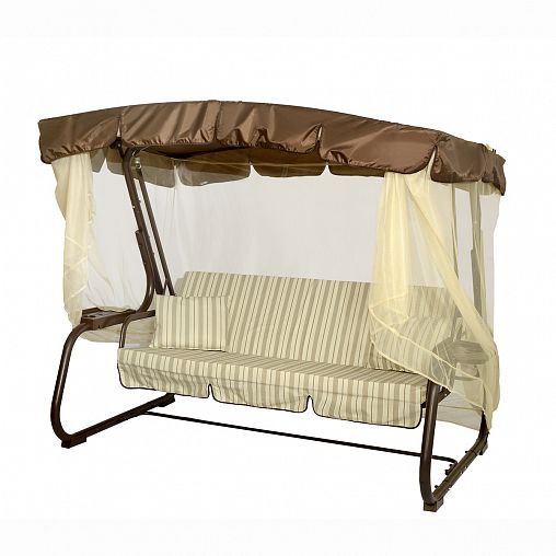 Качели садовые Olsa Турин C1555, трехместные, 236,5 x 138 x 181,5 см, каркас коричневый фото