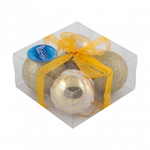 Набор елочных шаров Волшебная страна PB6-4TDG-G, d 6 см, 4 шт, золото фото