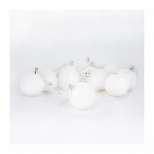 Набор елочных шаров, d 6 см, 12 шт, белый фото