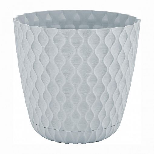 Горшок для цветов InGreen Wave, с поддоном, 4,7 л, утренний туман фото