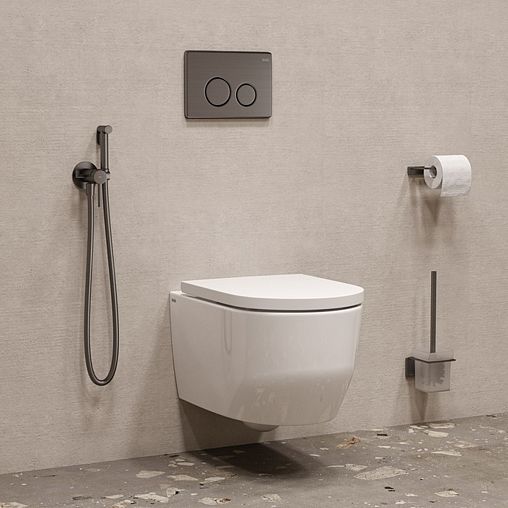 Встраиваемый гигиенический душ со смесителем IDDIS Axes, графит фото