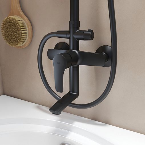 Душевая система с тропическим душем IDDIS Ray, черная матовая фото