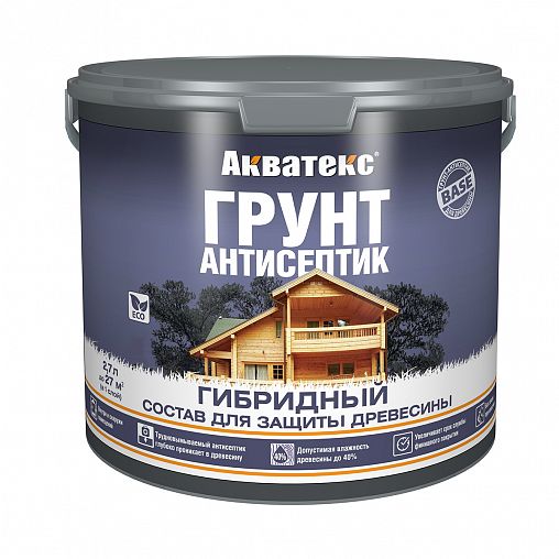 Грунт-антисептик для дерева Акватекс Гибридный, лессирующий, 2,7 л, бесцветный фото