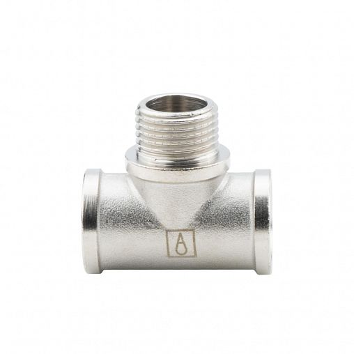 Тройник латунный никелированный Alato внутренняя-наружная-внутренняя резьба 1/2" фото