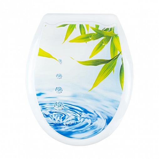 Сиденье для унитаза Мультипласт Групп, 45 x 37 x 5 см, капли и бамбук фото