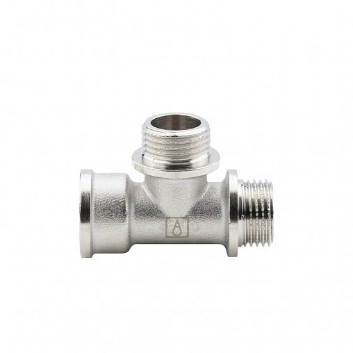 Тройник латунный никелированный Alato внутренняя-наружная-наружная резьба 1/2" фото