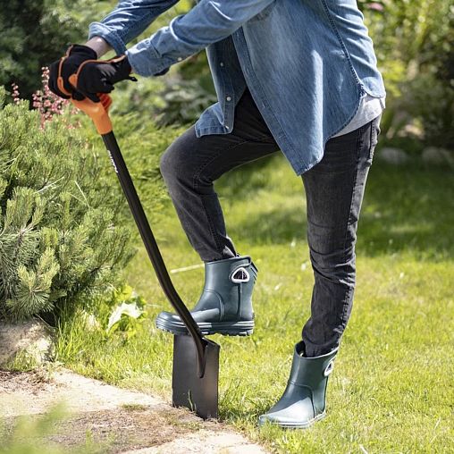 Лопата совковая Plantic by Fiskars Terra, с черенком и ручкой, с закругленным лезвием, 1160 мм фото
