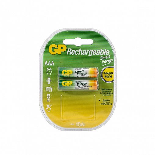 Аккумулятор GP Rechargeable 40AAAHCSV-2CR2, типоразмер ААА, 400 мАч, 1,2 В, 2 шт фото