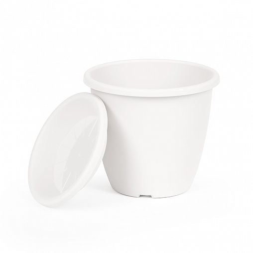 Горшок для цветов Альтернатива Афина, с поддоном, 3 л, белый фото