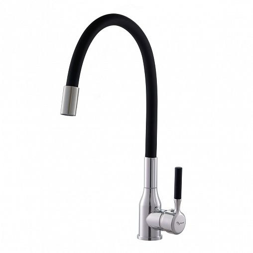 Смеситель для кухни PLStart PG54022B24, с гибким изливом, хром/черный фото
