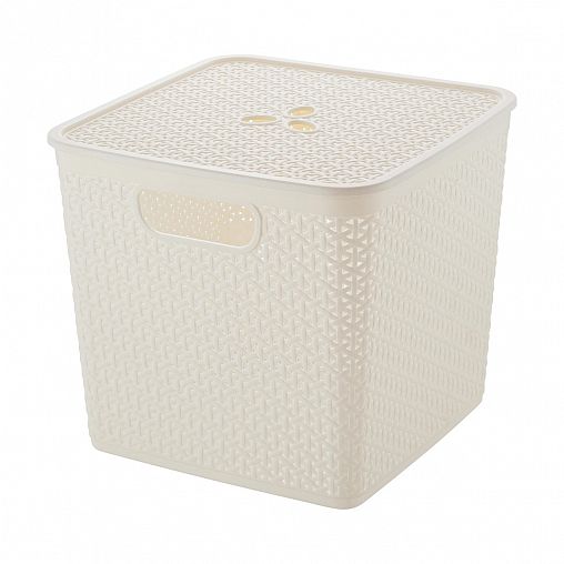 Корзина для хранения Keeplex Rattan, с крышкой, 30 x 30 x 28 см, белое облако фото