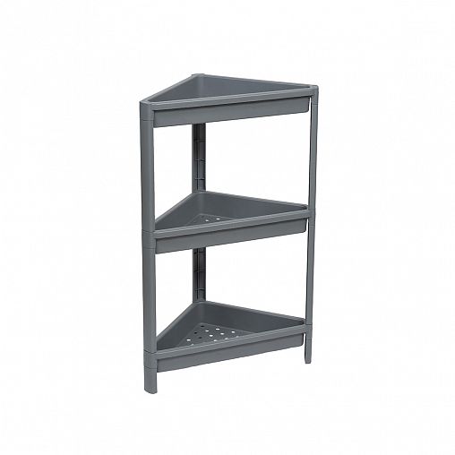 Этажерка угловая Violet Vikea, 3 полки, 330 x 330 x 707 мм, пластик, серая фото