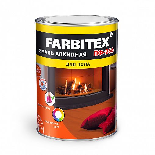 Эмаль ПФ-266 для пола Farbitex, алкидная, глянцевая, 1,8 кг, желто-коричневая фото