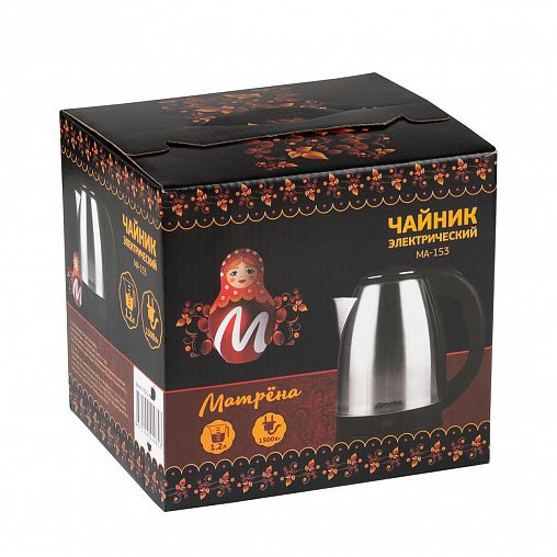 Чайник электрический Матрена МА-153, 1,2 л, сталь фото