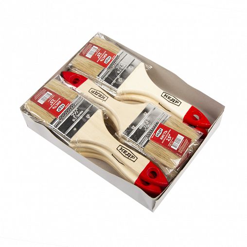 Кисть плоская Кедр №2,5, натуральная щетина, деревянная ручка, 63 мм фото