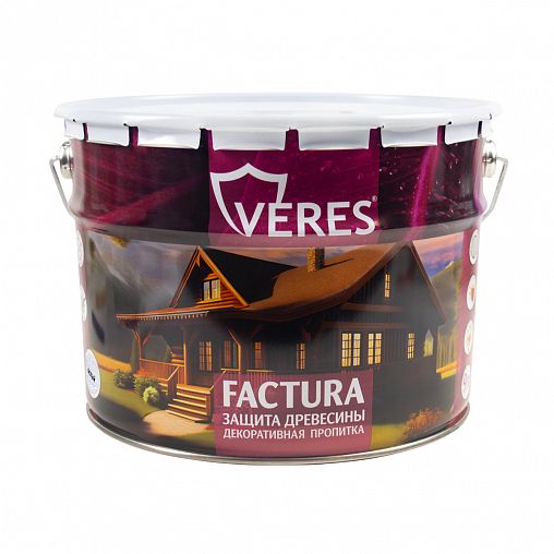Декоративная пропитка для дерева Veres Factura, полуматовая, 9 л, белая фото