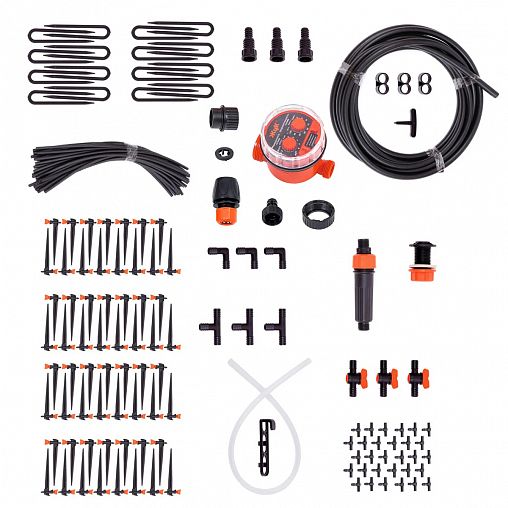 Комплект для капельного полива Жук №6, от емкости, регулируемые капельницы, с таймером, 60 растений фото