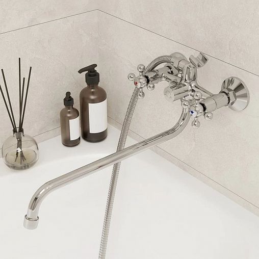 Смеситель для ванны с душем Milardo Duplex DUPSB02M10, с длинным изливом, двухвентильный, хром фото