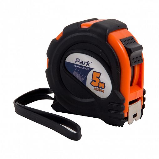 Рулетка Park, с фиксатором, обрезиненная, 5 м x 25 мм фото