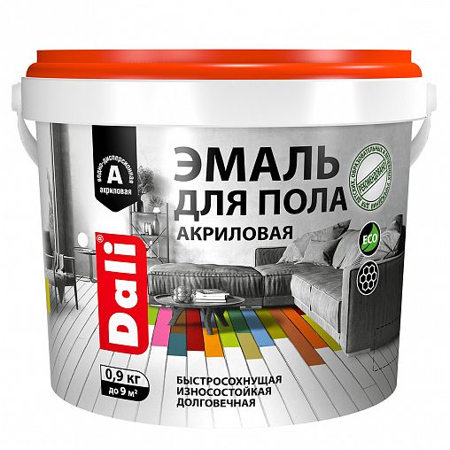 Эмаль для пола Dali, акриловая, полуглянцевая, 0,9 кг, дуб фото