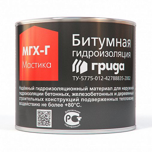 Мастика битумная Грида МГХ-Г, гидроизоляционная, черная, 21 кг фото