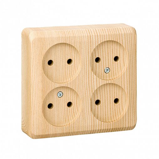 Розетка четверная Systeme (Schneider) Electric Этюд, накладная, б/з, сосна фото