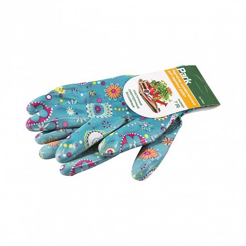 Перчатки садовые Park, с нитрилом, размер S, голубые фото