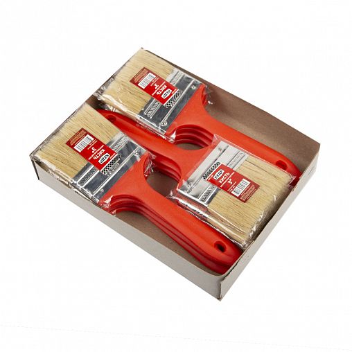 Кисть плоская Кедр №3, натуральная щетина, пластиковая ручка, 75 мм фото